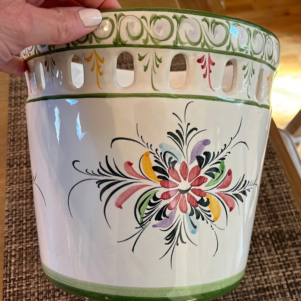Beautiful hand painted jar planter